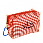 181023 - RED/WHITE GINGHAM COIN  POUCH OR COSMETIC/MAKEUP BAG*